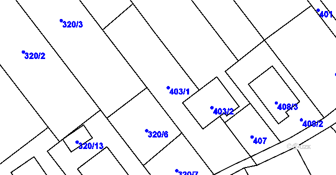 Parcela st. 403/1 v KÚ Chuchelná, Katastrální mapa