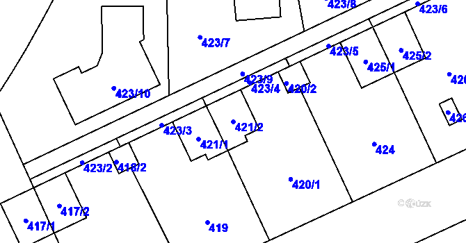 Parcela st. 421/2 v KÚ Chuchelná, Katastrální mapa