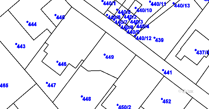 Parcela st. 449 v KÚ Chuchelná, Katastrální mapa