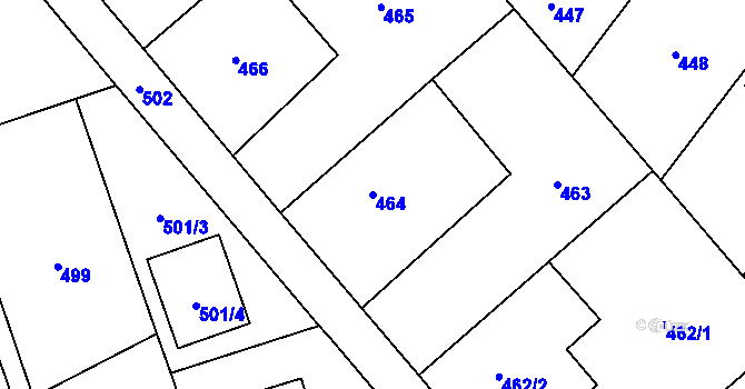 Parcela st. 464 v KÚ Chuchelná, Katastrální mapa