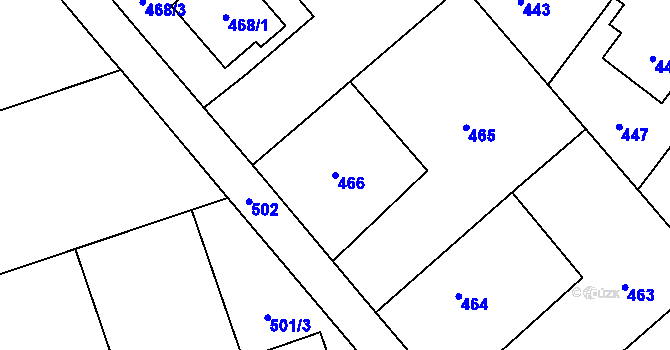 Parcela st. 466 v KÚ Chuchelná, Katastrální mapa