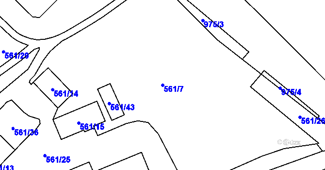 Parcela st. 561/7 v KÚ Chuchelná, Katastrální mapa