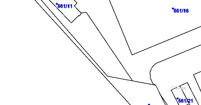 Parcela st. 561/9 v KÚ Chuchelná, Katastrální mapa