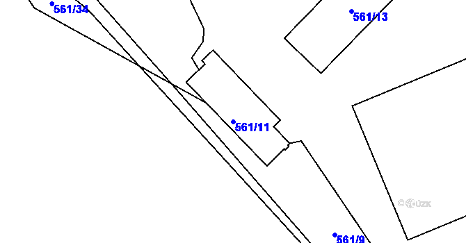 Parcela st. 561/11 v KÚ Chuchelná, Katastrální mapa