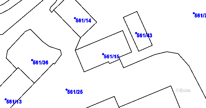 Parcela st. 561/15 v KÚ Chuchelná, Katastrální mapa
