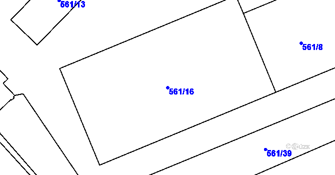 Parcela st. 561/16 v KÚ Chuchelná, Katastrální mapa