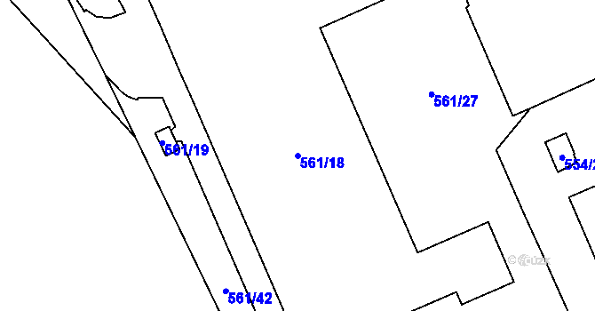 Parcela st. 561/18 v KÚ Chuchelná, Katastrální mapa