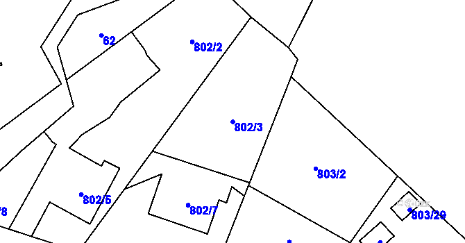 Parcela st. 802/3 v KÚ Chuchelná, Katastrální mapa