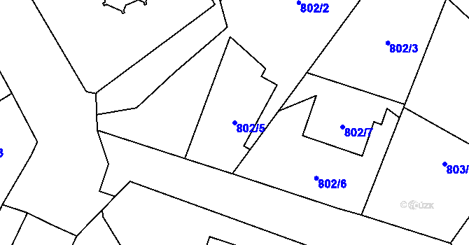 Parcela st. 802/5 v KÚ Chuchelná, Katastrální mapa