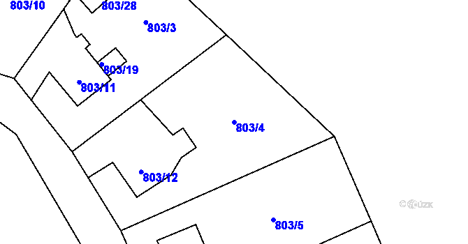 Parcela st. 803/4 v KÚ Chuchelná, Katastrální mapa