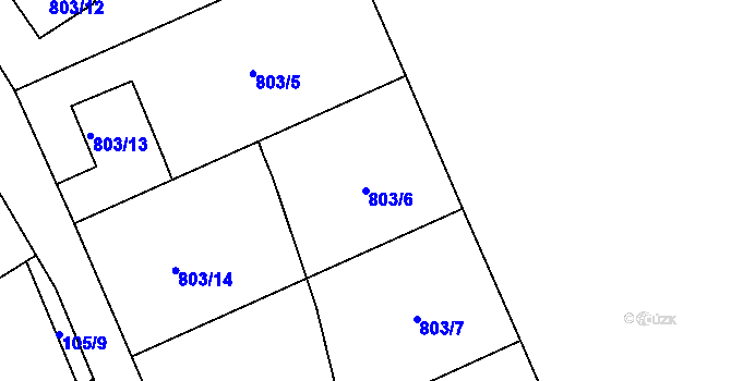 Parcela st. 803/6 v KÚ Chuchelná, Katastrální mapa