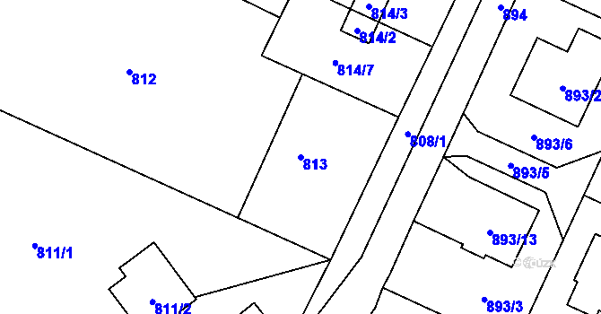 Parcela st. 813 v KÚ Chuchelná, Katastrální mapa