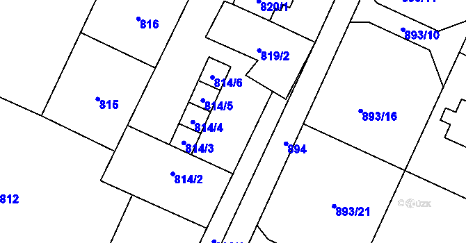 Parcela st. 814/1 v KÚ Chuchelná, Katastrální mapa