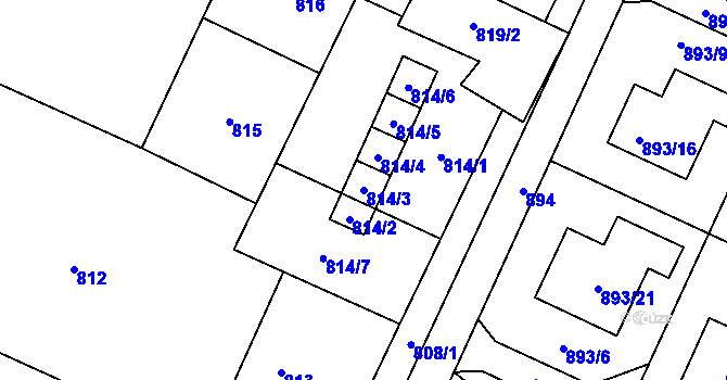 Parcela st. 814/3 v KÚ Chuchelná, Katastrální mapa