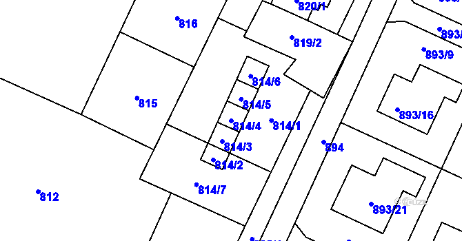 Parcela st. 814/4 v KÚ Chuchelná, Katastrální mapa
