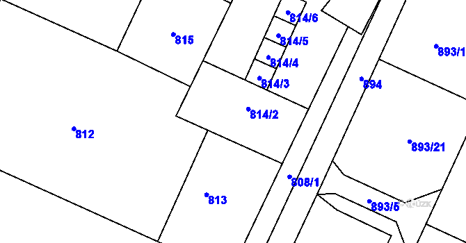 Parcela st. 814/7 v KÚ Chuchelná, Katastrální mapa