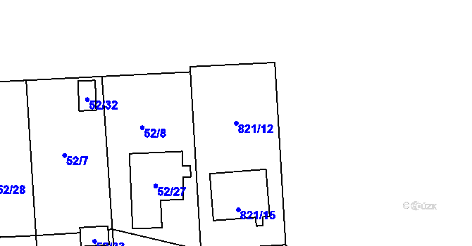 Parcela st. 821/12 v KÚ Chuchelná, Katastrální mapa