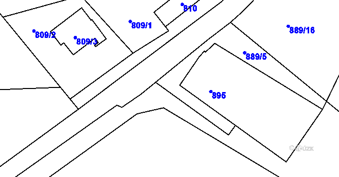 Parcela st. 889/8 v KÚ Chuchelná, Katastrální mapa