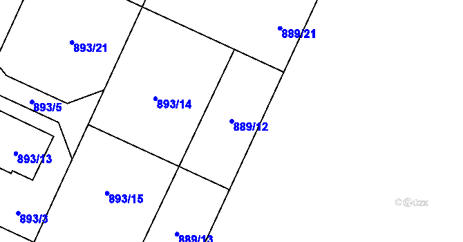 Parcela st. 889/12 v KÚ Chuchelná, Katastrální mapa