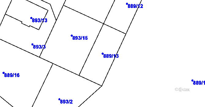 Parcela st. 889/13 v KÚ Chuchelná, Katastrální mapa