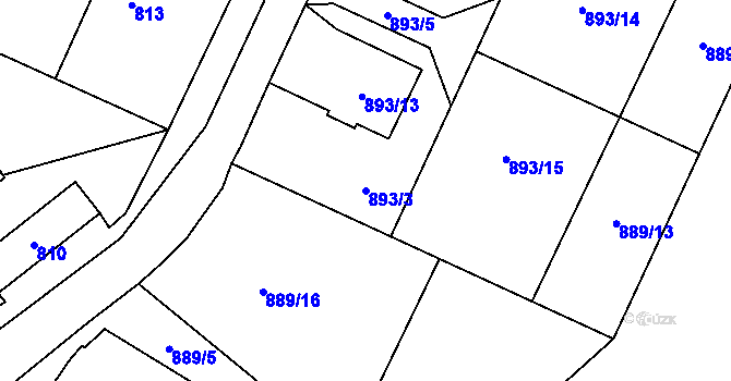 Parcela st. 893/3 v KÚ Chuchelná, Katastrální mapa