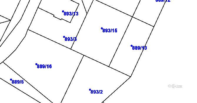Parcela st. 893/4 v KÚ Chuchelná, Katastrální mapa