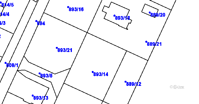 Parcela st. 893/7 v KÚ Chuchelná, Katastrální mapa