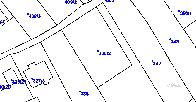 Parcela st. 336/2 v KÚ Chuchelná, Katastrální mapa
