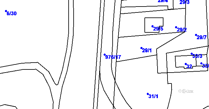 Parcela st. 976/17 v KÚ Chuchelná, Katastrální mapa
