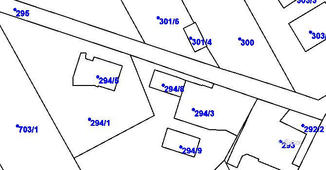 Parcela st. 294/8 v KÚ Chuchelná, Katastrální mapa