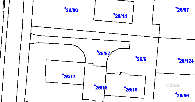 Parcela st. 26/57 v KÚ Chuchelná, Katastrální mapa