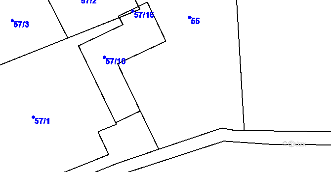 Parcela st. 57/17 v KÚ Chuchelná, Katastrální mapa