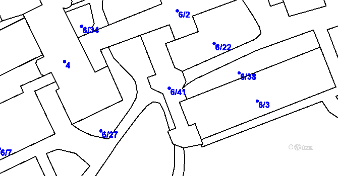 Parcela st. 6/41 v KÚ Chuchelná, Katastrální mapa