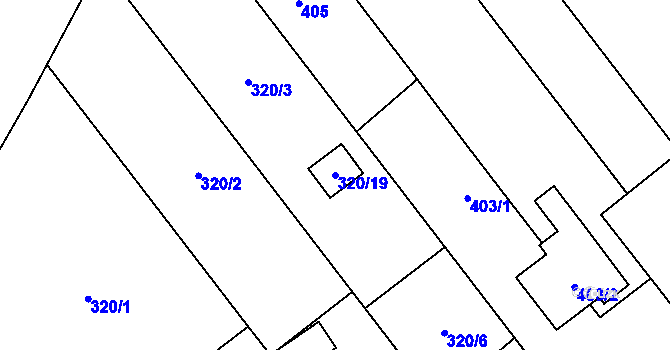 Parcela st. 320/19 v KÚ Chuchelná, Katastrální mapa
