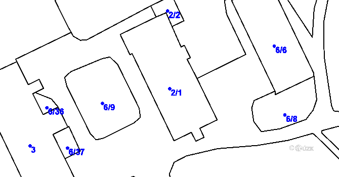 Parcela st. 2/1 v KÚ Chuchelná, Katastrální mapa