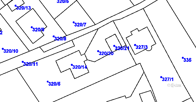 Parcela st. 320/20 v KÚ Chuchelná, Katastrální mapa
