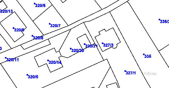 Parcela st. 320/21 v KÚ Chuchelná, Katastrální mapa