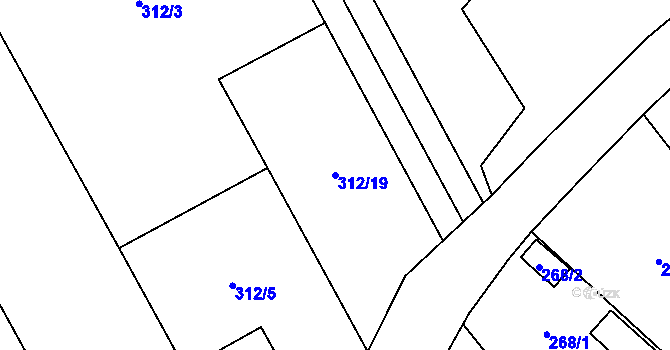 Parcela st. 312/19 v KÚ Chuchelná, Katastrální mapa