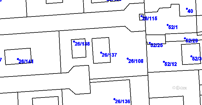 Parcela st. 26/137 v KÚ Chuchelná, Katastrální mapa
