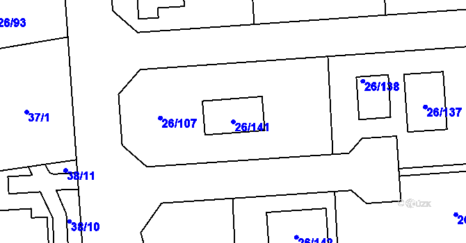 Parcela st. 26/141 v KÚ Chuchelná, Katastrální mapa