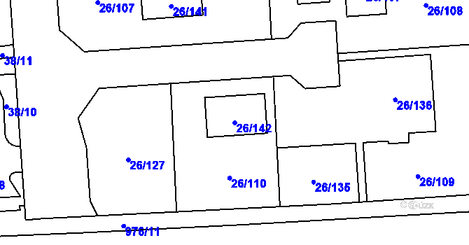Parcela st. 26/142 v KÚ Chuchelná, Katastrální mapa