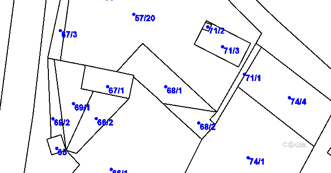Parcela st. 68/1 v KÚ Chvalatice, Katastrální mapa