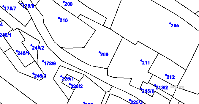 Parcela st. 209 v KÚ Chvalatice, Katastrální mapa