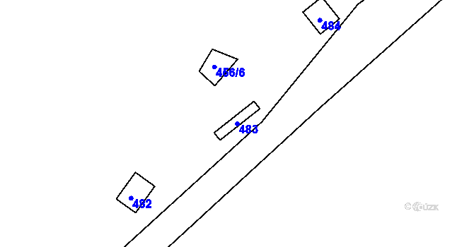 Parcela st. 483 v KÚ Chvalatice, Katastrální mapa