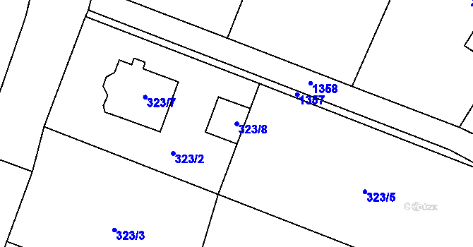 Parcela st. 323/8 v KÚ Chvalatice, Katastrální mapa