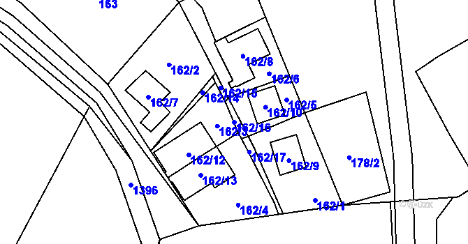 Parcela st. 162/16 v KÚ Chvalatice, Katastrální mapa