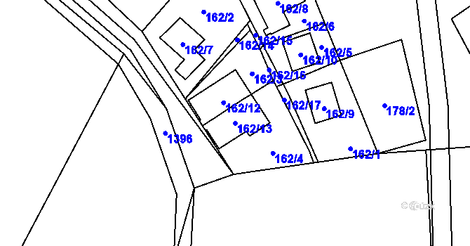 Parcela st. 162/13 v KÚ Chvalatice, Katastrální mapa