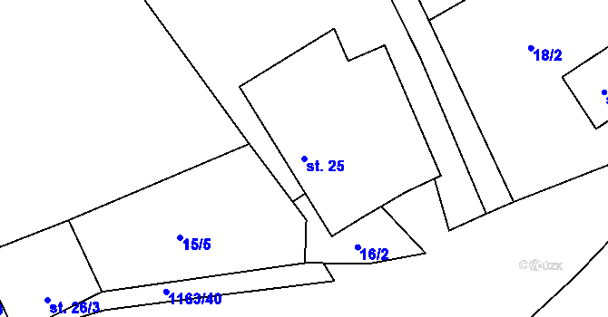 Parcela st. 25 v KÚ Chvalčov, Katastrální mapa