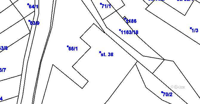 Parcela st. 38 v KÚ Chvalčov, Katastrální mapa