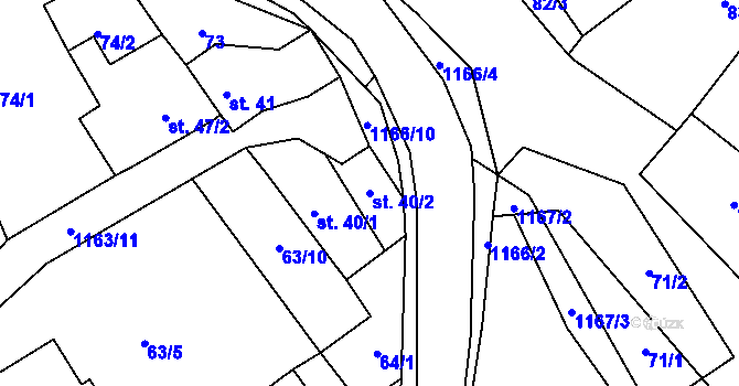 Parcela st. 40/2 v KÚ Chvalčov, Katastrální mapa